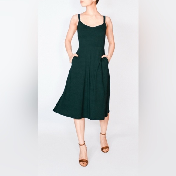 NEW Cobalt Street Sleeveless Midi Dress A Line Emerald Green Swing Medium NWOT - Picture 2 of 12